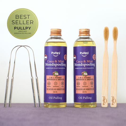 DUO COMBO Mondspoeling Oil Pulling Coco & Mint met 8 Oliën + Vitamines D3, E & K2 | Zeg vaarwel tegen tandplak, slechte adem & gevoelig tandvlees
