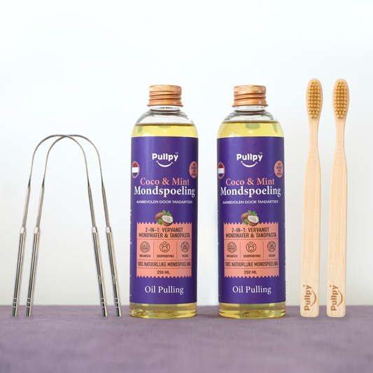DUO COMBO Mondspoeling Oil Pulling Coco & Mint met 8 Oliën + Vitamines D3, E & K2 | Zeg vaarwel tegen tandplak, slechte adem & gevoelig tandvlees!