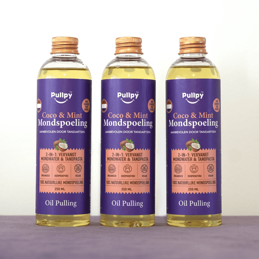 TRIPPLE Mondspoeling Coco - Munt Oil Pulling met 8 Essentiële Oliën & Vitamines D3, E & K2 | Zeg vaarwel tegen tandplak, slechte adem & gevoelig tandvlees - Pullpy